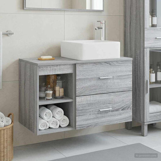 Badezimmermöbel-Set 2 Stk. Grau Sonoma Holzwerkstoff