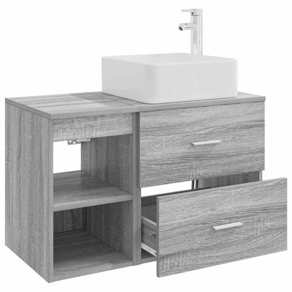 Badezimmermöbel-Set 2 stk. Grau Sonoma Holzwerkstoff