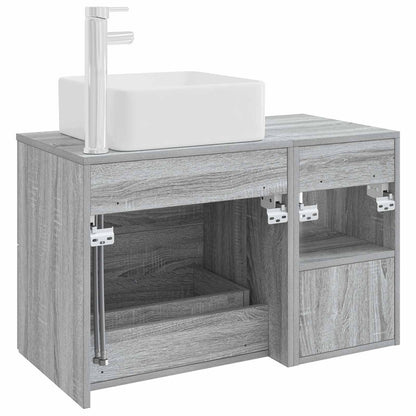 Badezimmermöbel-Set 2 stk. Grau Sonoma Holzwerkstoff