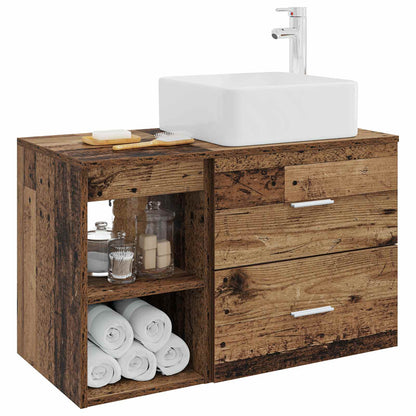 Badezimmermöbel-Set 2 stk. Altholz Holzwerkstoff
