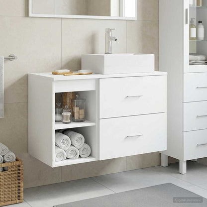 Badezimmermöbel-Set 2 stk. Weiß Holzwerkstoff