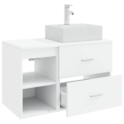Badezimmermöbel-Set 2 stk. Weiß Holzwerkstoff