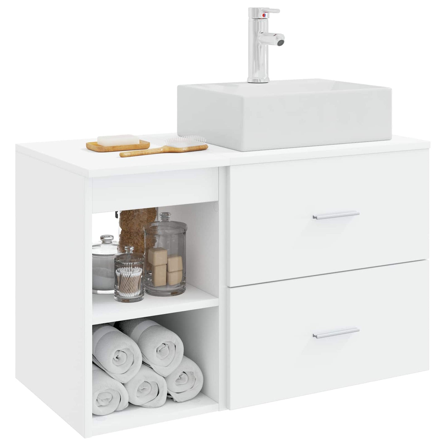 Badezimmermöbel-Set 2 stk. Weiß Holzwerkstoff