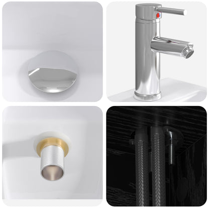 Badezimmermöbel-Set 2 stk. Schwarz Eichen-Optik Holzwerkstoff
