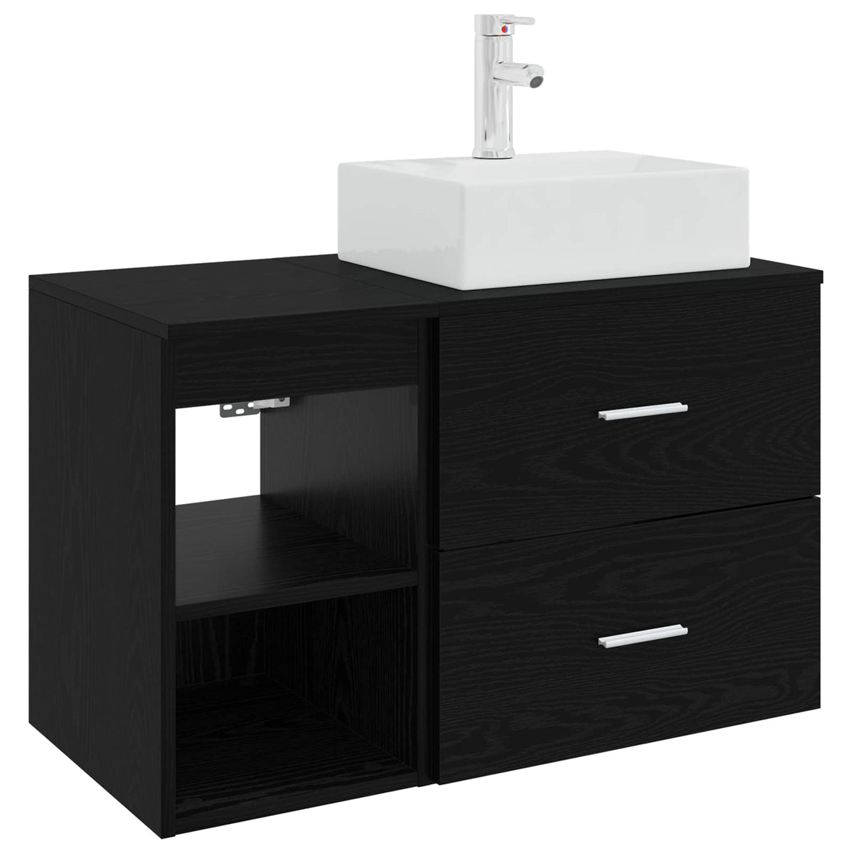 Badezimmermöbel-Set 2 stk. Schwarz Eichen-Optik Holzwerkstoff