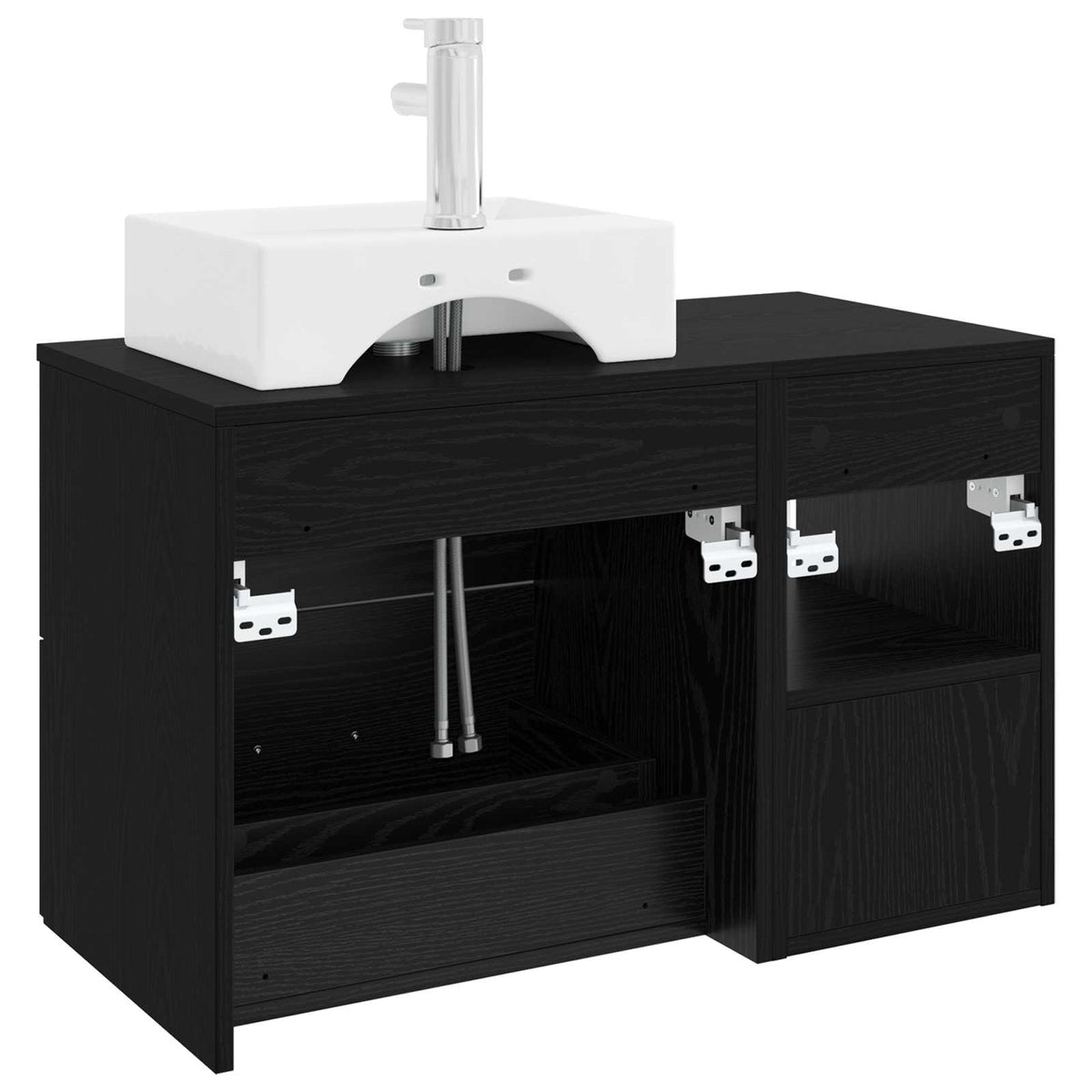 Badezimmermöbel-Set 2 stk. Schwarz Eichen-Optik Holzwerkstoff
