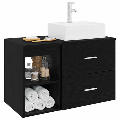Badezimmermöbel-Set 2 stk. Schwarz Eichen-Optik Holzwerkstoff