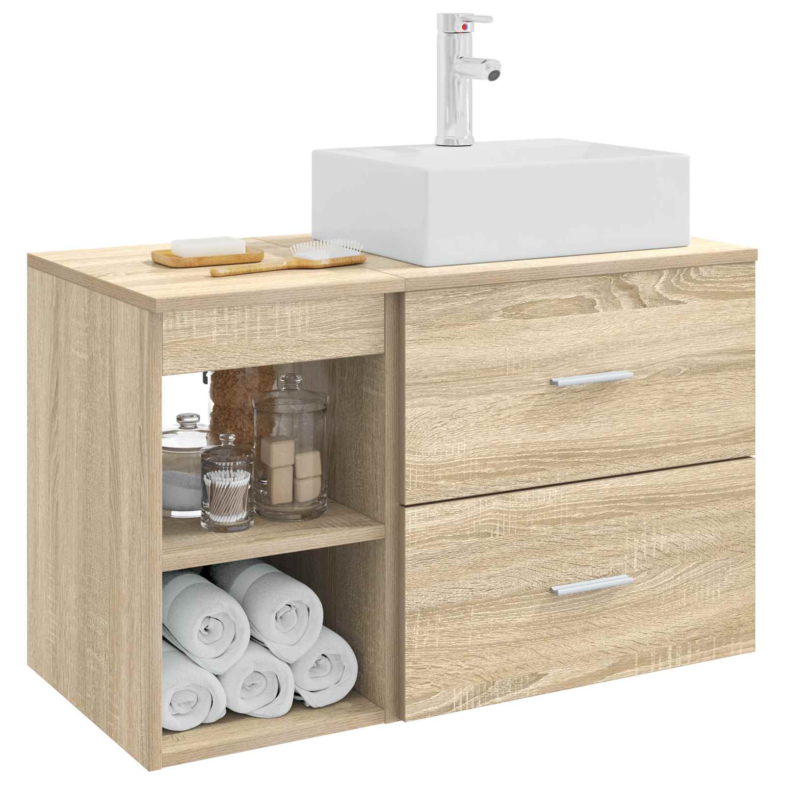 Badezimmermöbel-Set 2 stk. Sonoma-Eiche Holzwerkstoff