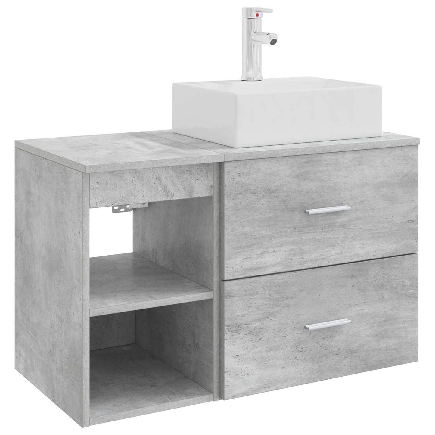 Badezimmermöbel-Set 2 pcs Betongrau Holzwerkstoff