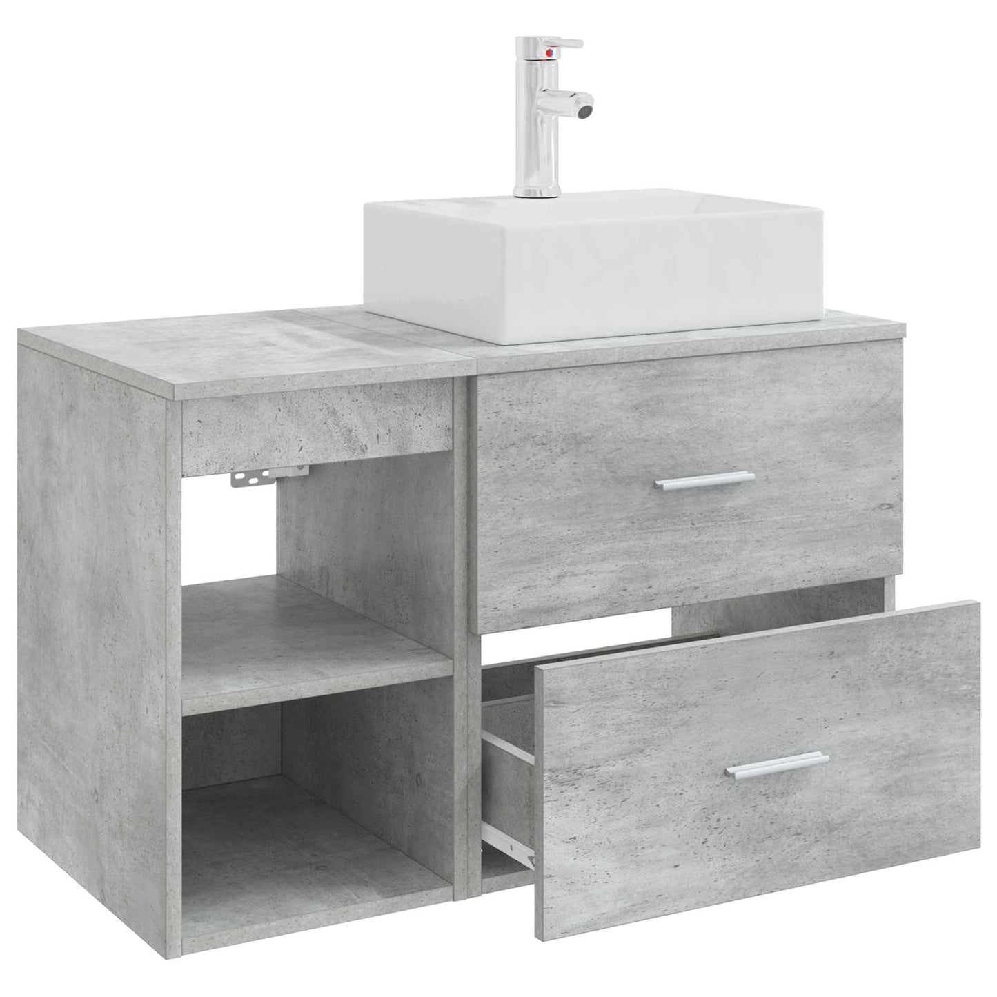 Badezimmermöbel-Set 2 pcs Betongrau Holzwerkstoff