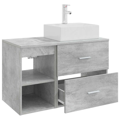 Badezimmermöbel-Set 2 stk. Betongrau Holzwerkstoff