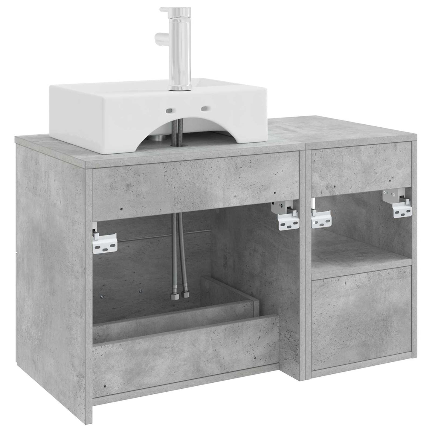 Badezimmermöbel-Set 2 pcs Betongrau Holzwerkstoff