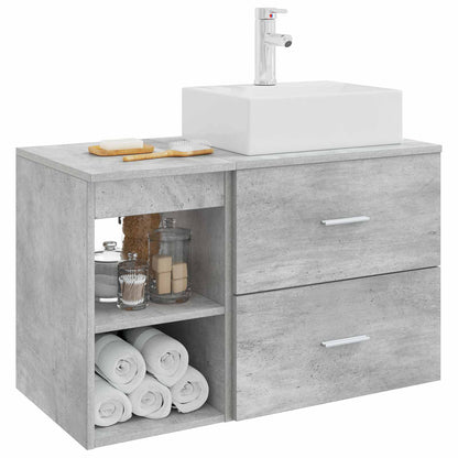 Badezimmermöbel-Set 2 stk. Betongrau Holzwerkstoff