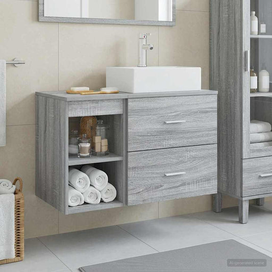 Badezimmermöbel-Set 2 Stk. Grau Sonoma Holzwerkstoff