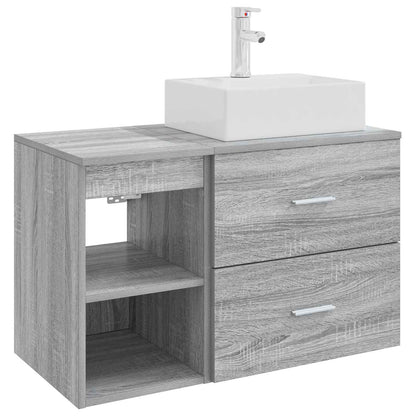 Badezimmermöbel-Set 2 stk. Grau Sonoma Holzwerkstoff