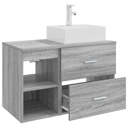 Badezimmermöbel-Set 2 stk. Grau Sonoma Holzwerkstoff