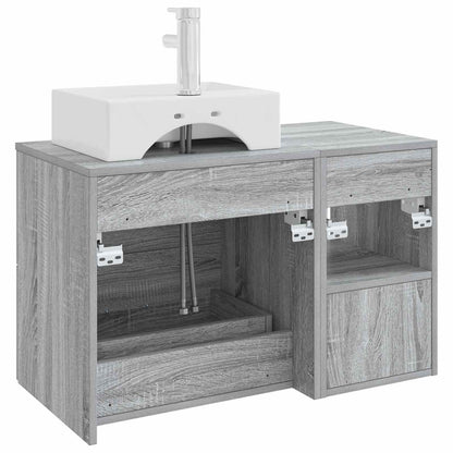 Badezimmermöbel-Set 2 stk. Grau Sonoma Holzwerkstoff
