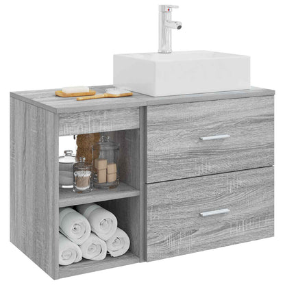 Badezimmermöbel-Set 2 stk. Grau Sonoma Holzwerkstoff