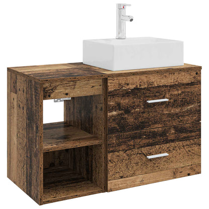 Badezimmermöbel-Set 2 stk. Altholz Holzwerkstoff