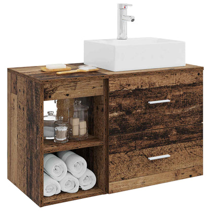Badezimmermöbel-Set 2 stk. Altholz Holzwerkstoff