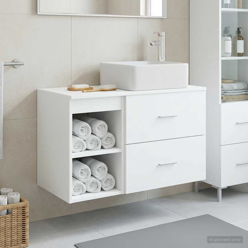 Badezimmermöbel-Set 2 stk. Weiß Holzwerkstoff