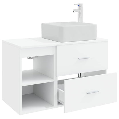 Badezimmermöbel-Set 2 stk. Weiß Holzwerkstoff