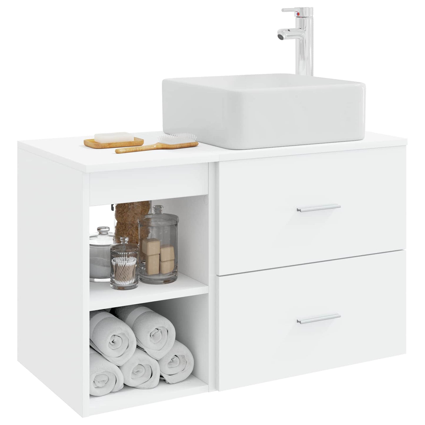 Badezimmermöbel-Set 2 stk. Weiß Holzwerkstoff