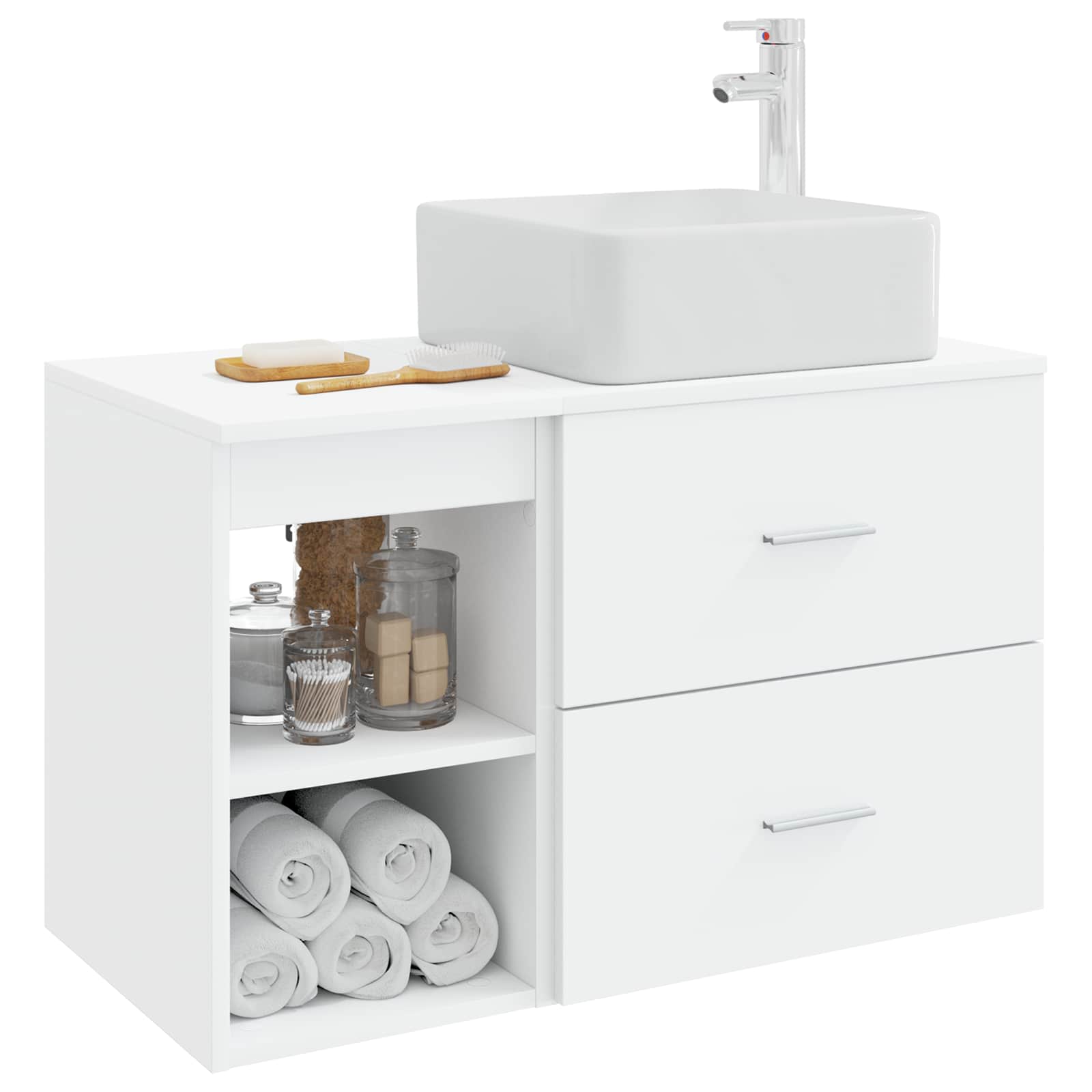 Badezimmermöbel-Set 2 stk. Weiß Holzwerkstoff