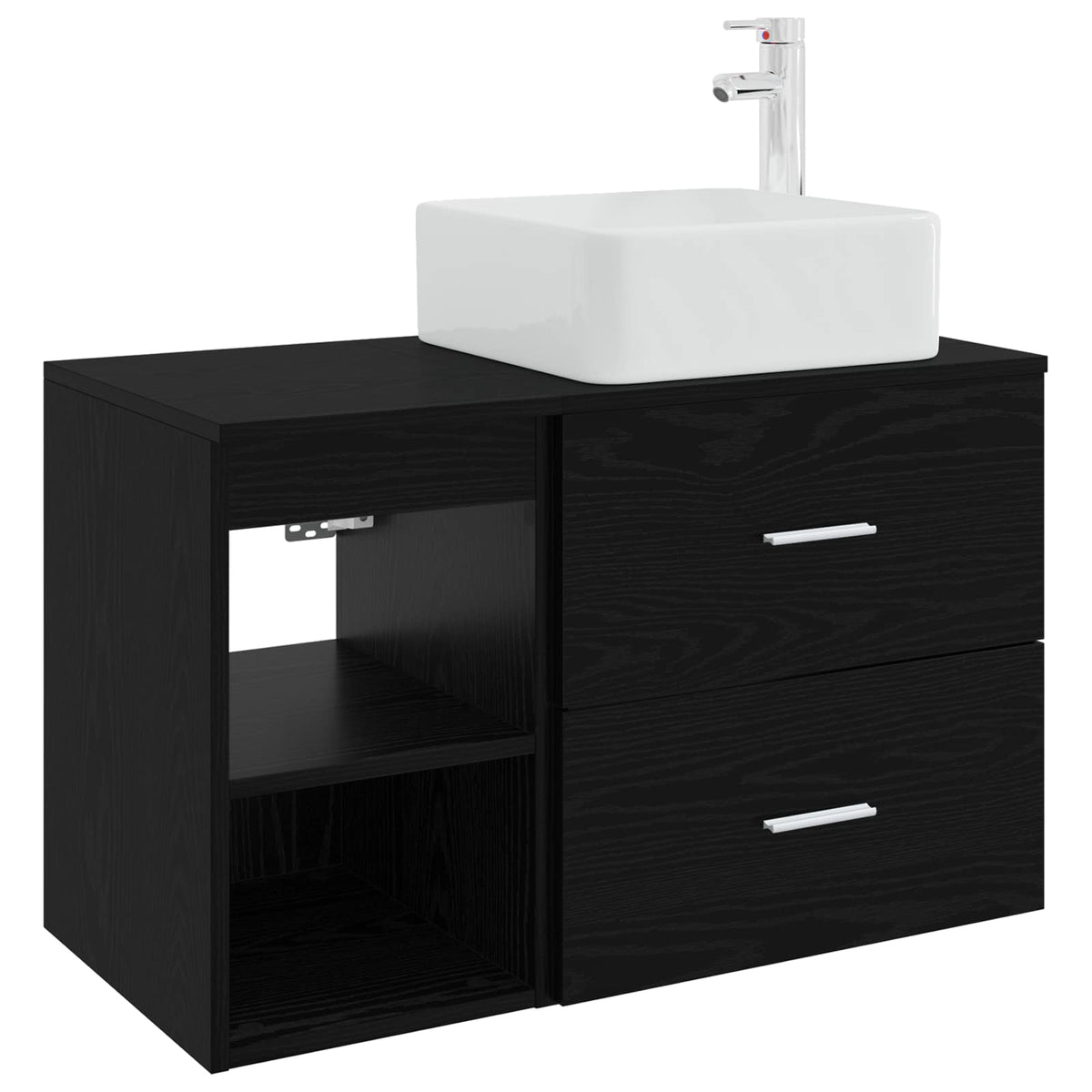 Badezimmermöbel-Set 2 stk. Schwarz Eichen-Optik Holzwerkstoff