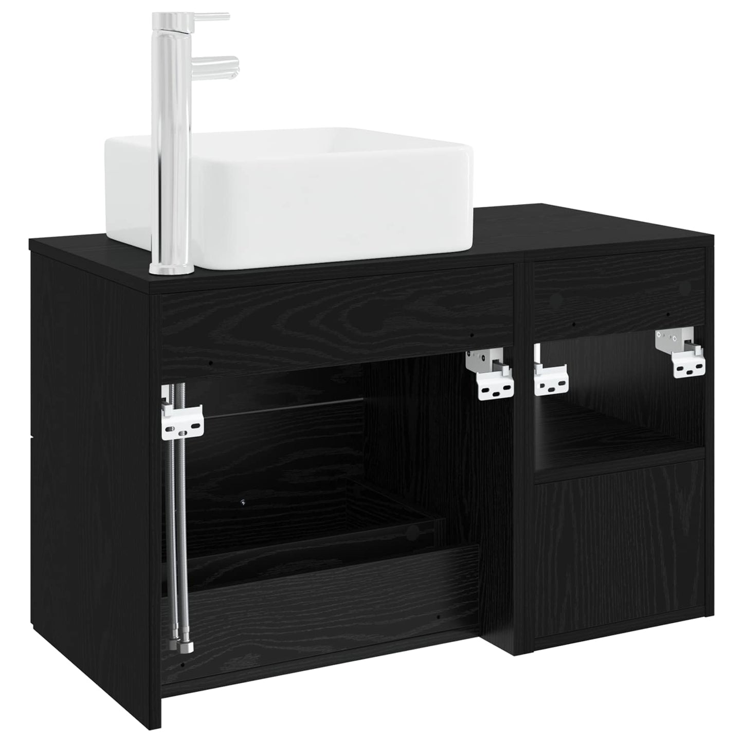 Badezimmermöbel-Set 2 pcs Schwarze Eiche Holzwerkstoff