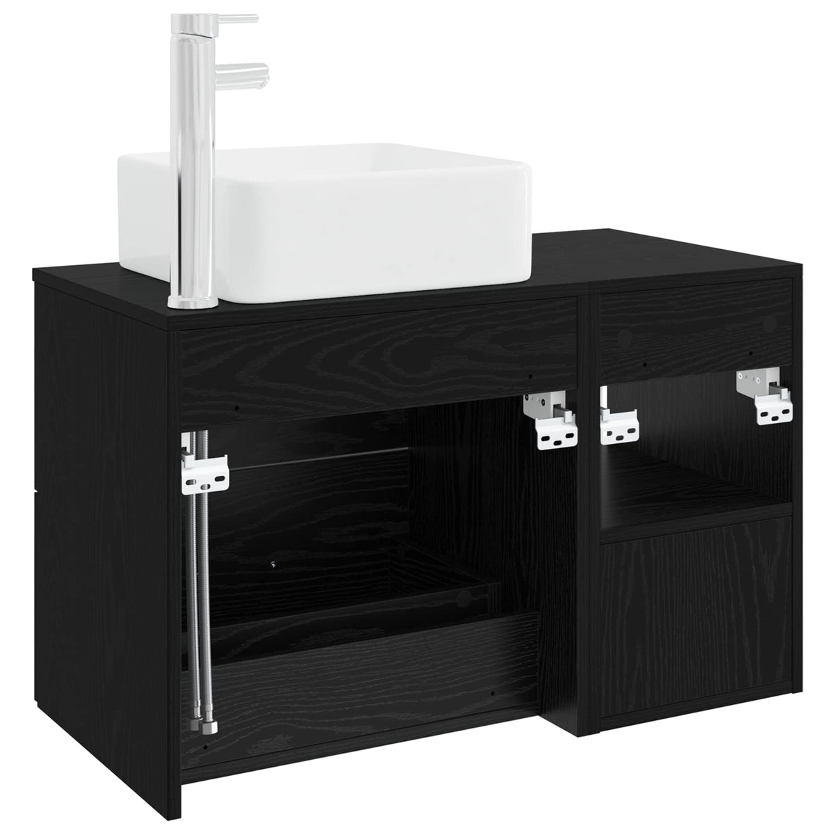 Badezimmermöbel-Set 2 stk. Schwarz Eichen-Optik Holzwerkstoff