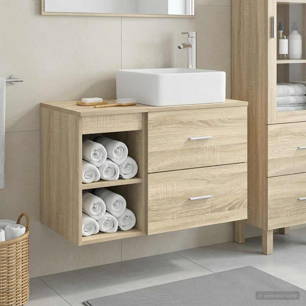 Badezimmermöbel-Set 2 stk. Sonoma-Eiche Holzwerkstoff