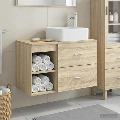 Badezimmermöbel-Set 2 stk. Sonoma-Eiche Holzwerkstoff