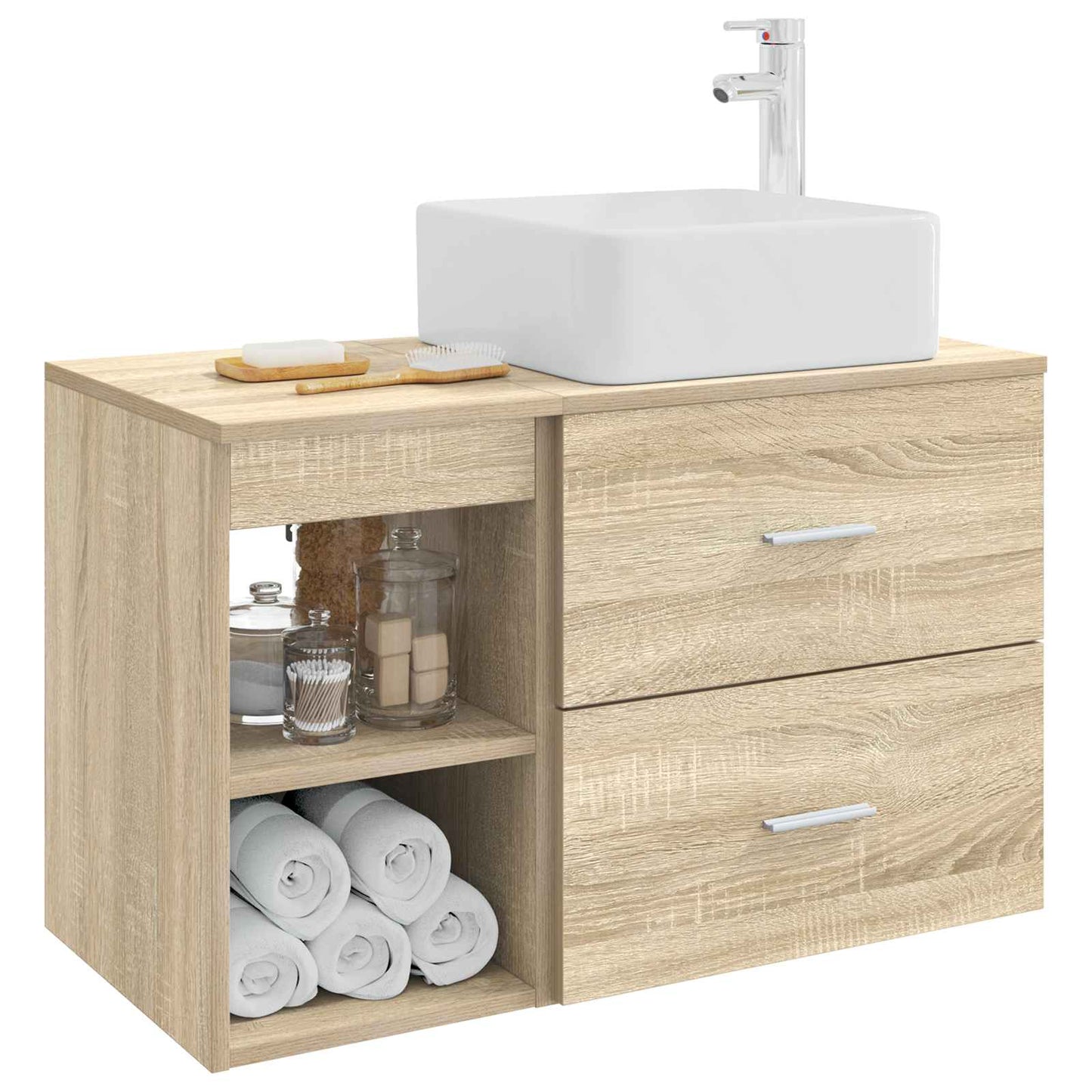 Badezimmermöbel-Set 2 stk. Sonoma-Eiche Holzwerkstoff