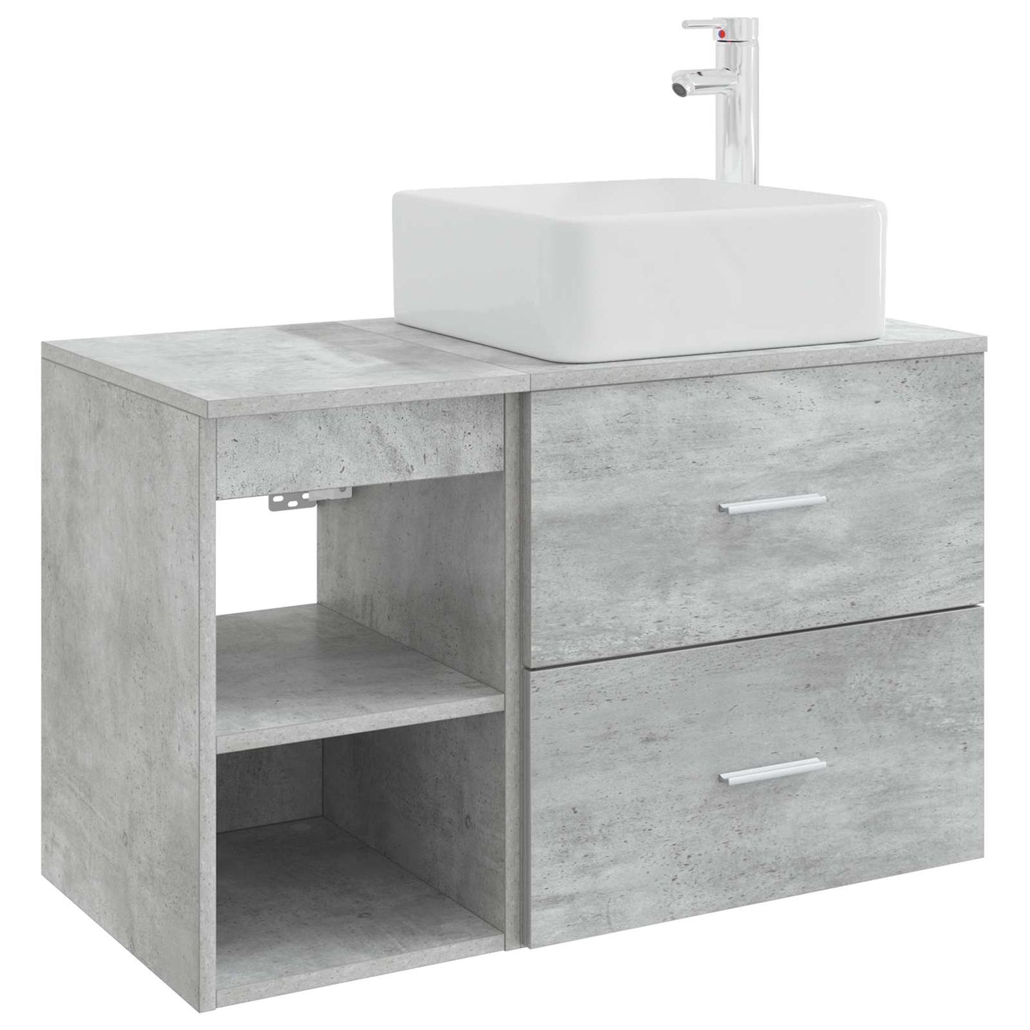 Badezimmermöbel-Set 2 stk. Betongrau Holzwerkstoff