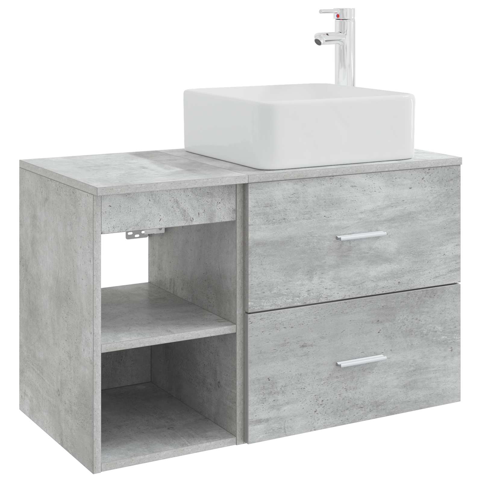 Badezimmermöbel-Set 2 stk. Betongrau Holzwerkstoff