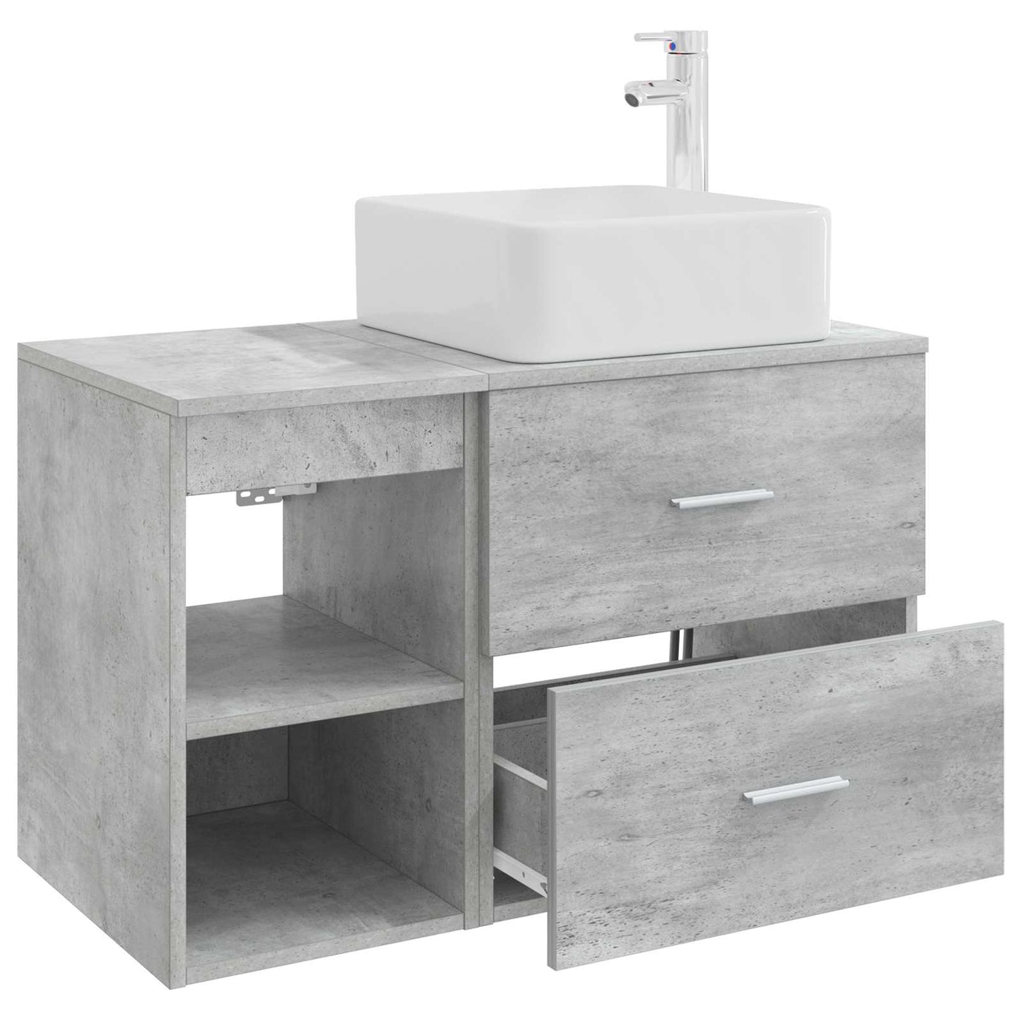 Badezimmermöbel-Set 2 stk. Betongrau Holzwerkstoff