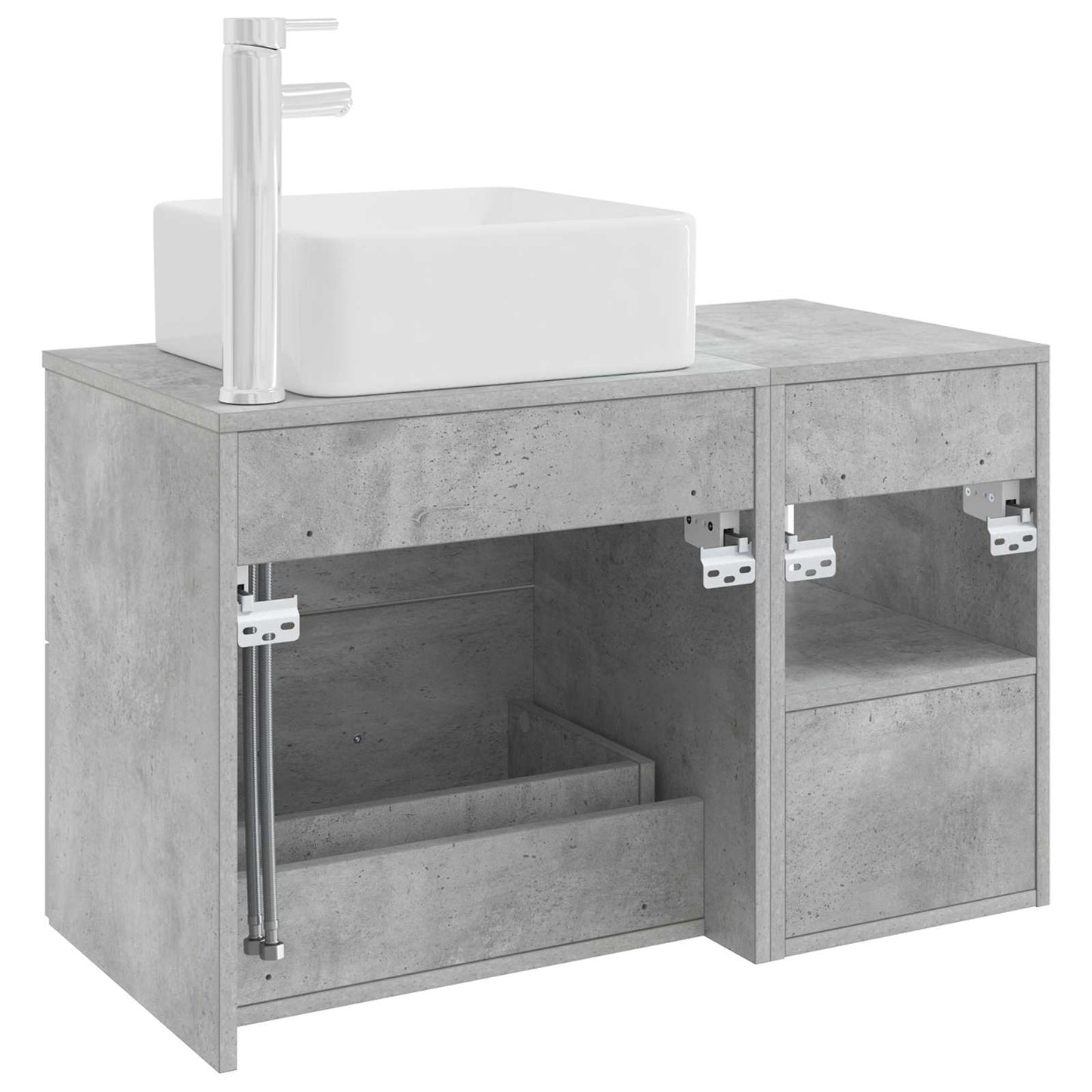Badezimmermöbel-Set 2 pcs Betongrau Holzwerkstoff