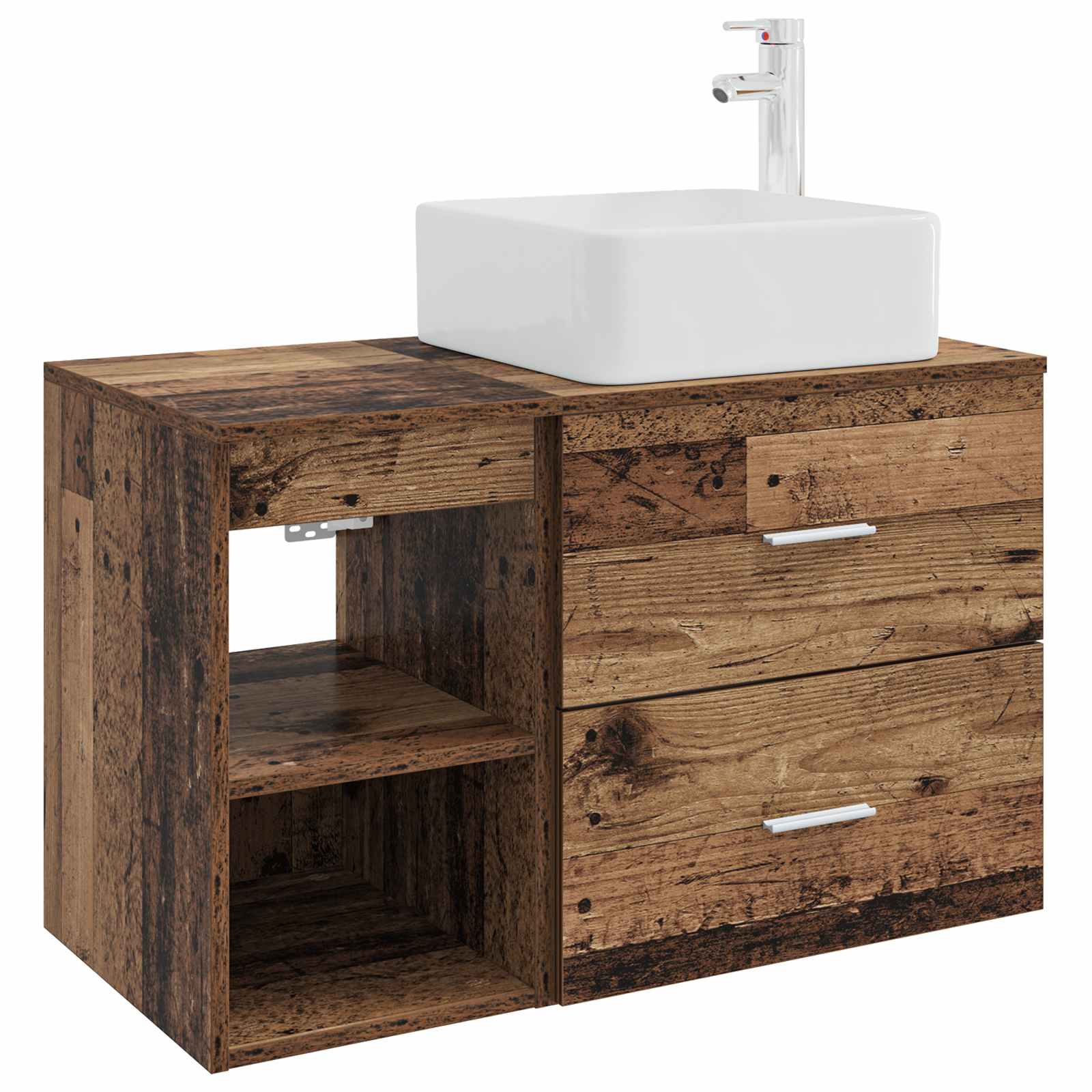Badezimmermöbel-Set 2 stk. Altholz Holzwerkstoff