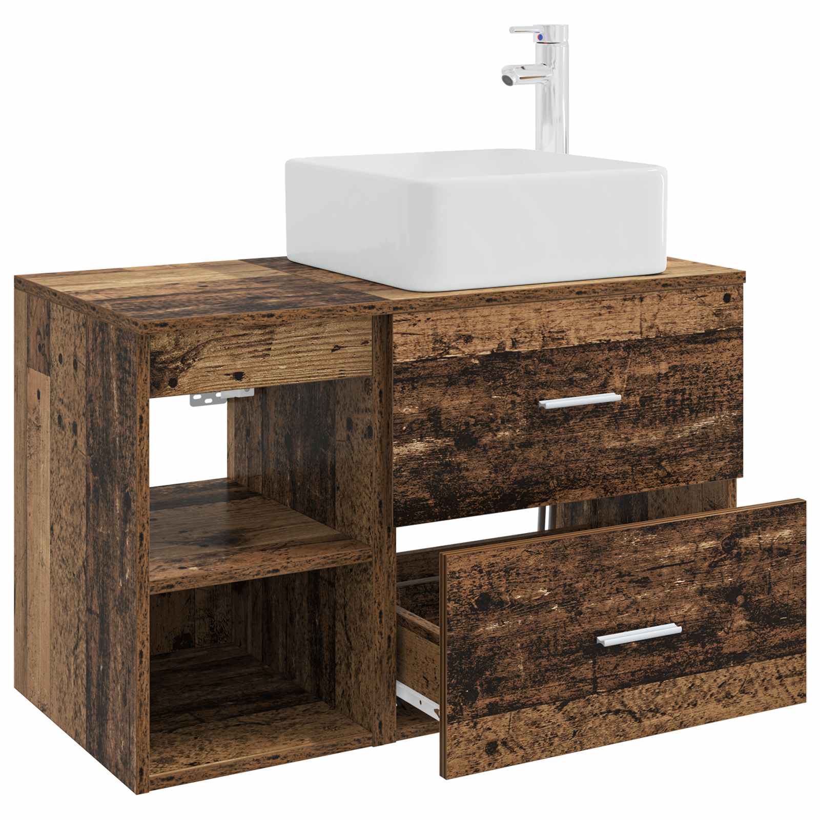 Badezimmermöbel-Set 2 stk. Altholz Holzwerkstoff