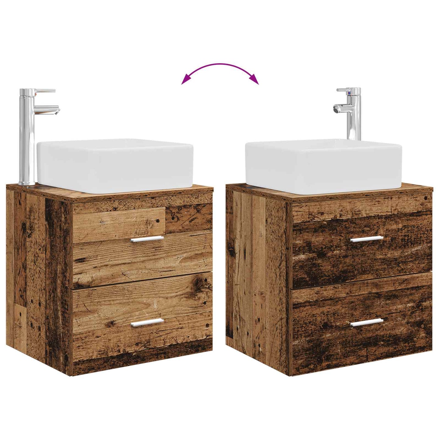 Badezimmermöbel-Set 2 stk. Altholz Holzwerkstoff