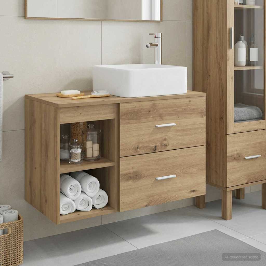 Badezimmermöbel-Set 2 Stk. Artisan-Eiche Holzwerkstoff