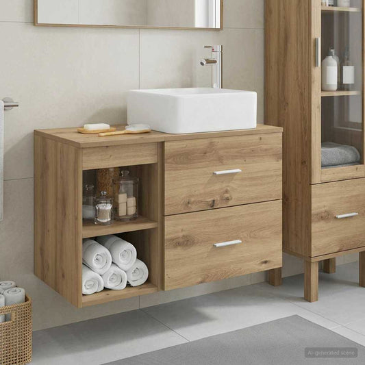 Badezimmermöbel-Set 2 Stk. Artisan-Eiche Holzwerkstoff