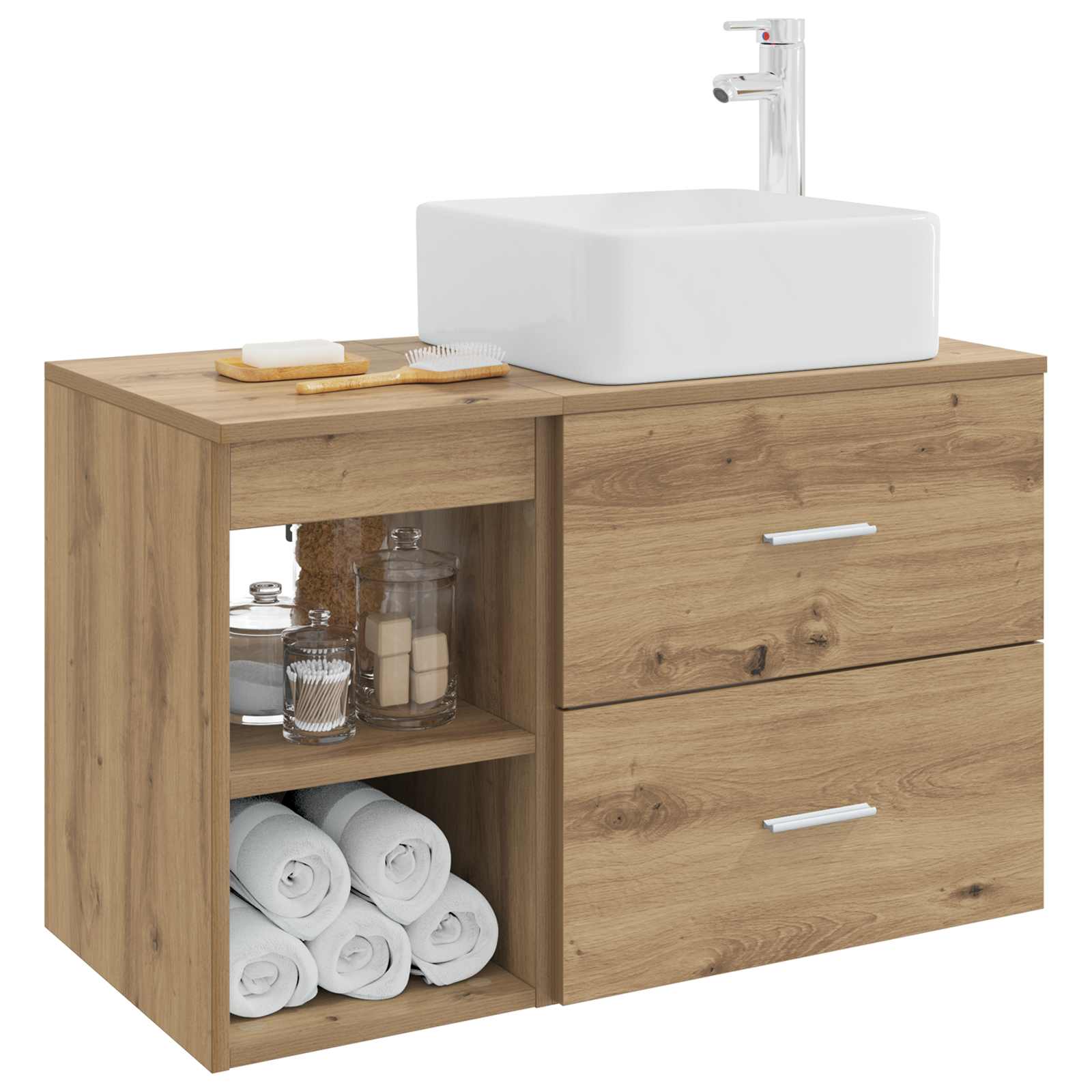 Badezimmermöbel-Set 2 Stk. Artisan-Eiche Holzwerkstoff