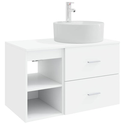 Badezimmermöbel-Set 2 stk. Weiß Holzwerkstoff