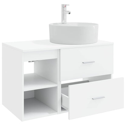 Badezimmermöbel-Set 2 stk. Weiß Holzwerkstoff