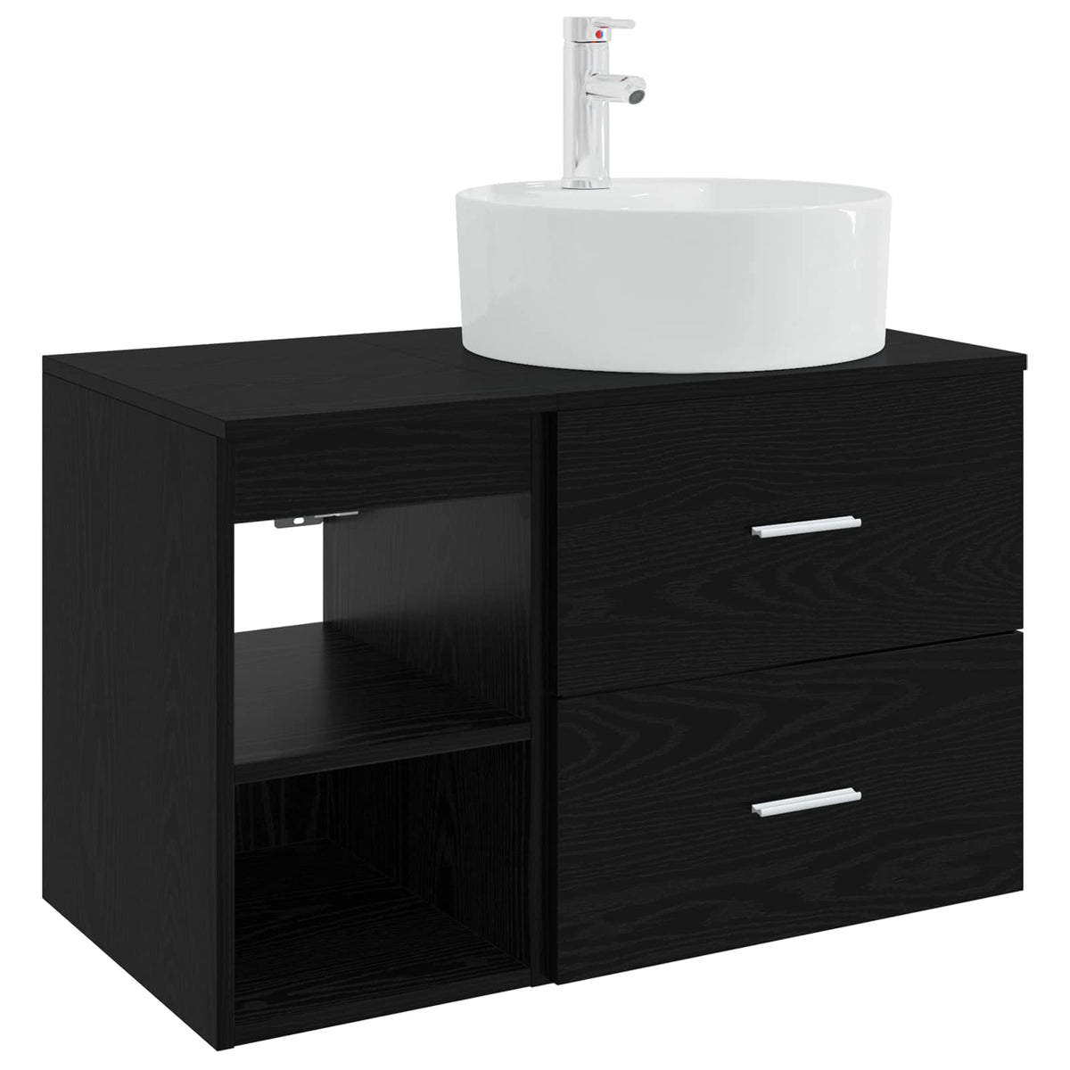 Badezimmermöbel-Set 2 stk. Schwarz Eichen-Optik Holzwerkstoff