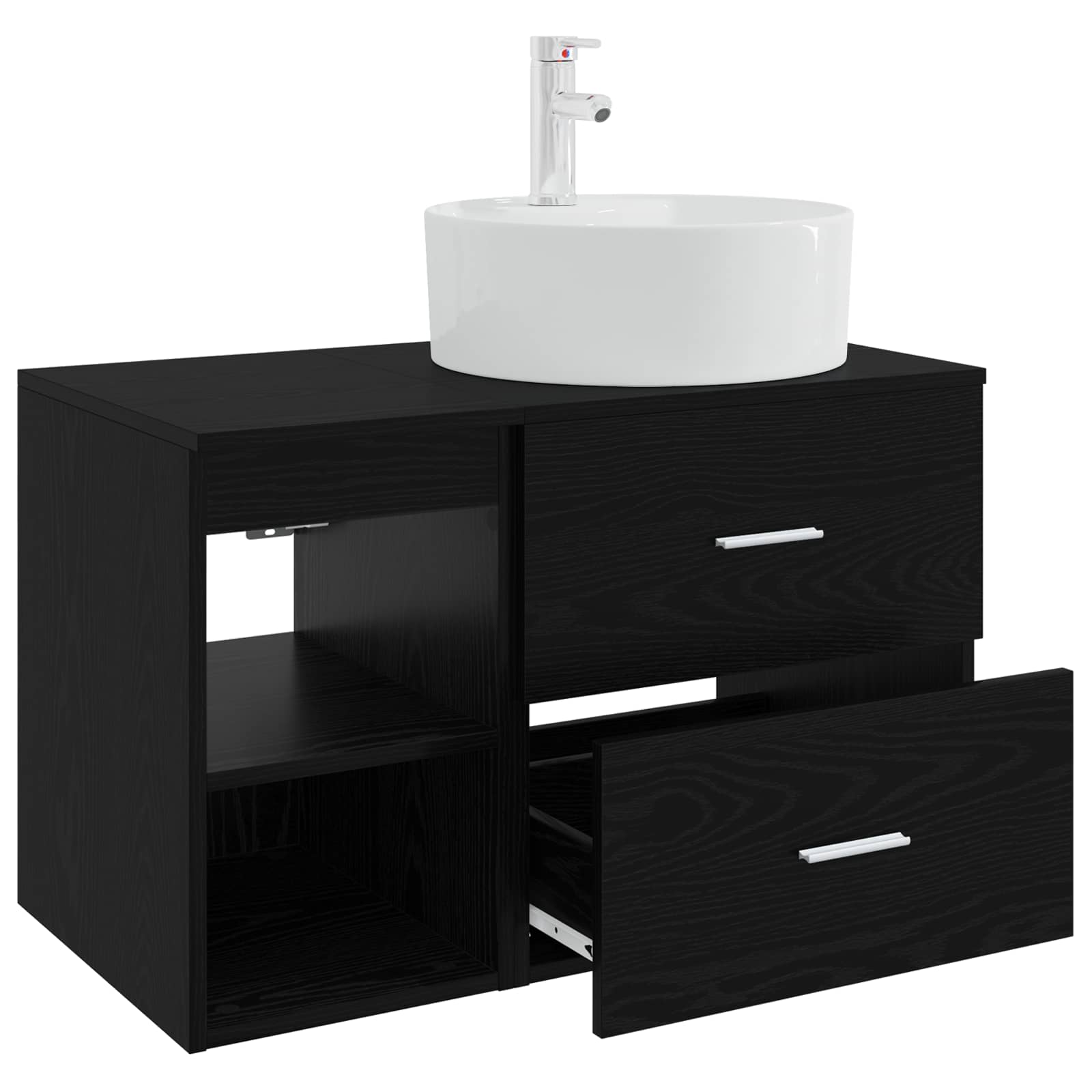Badezimmermöbel-Set 2 stk. Schwarze Eiche Holzwerkstoff