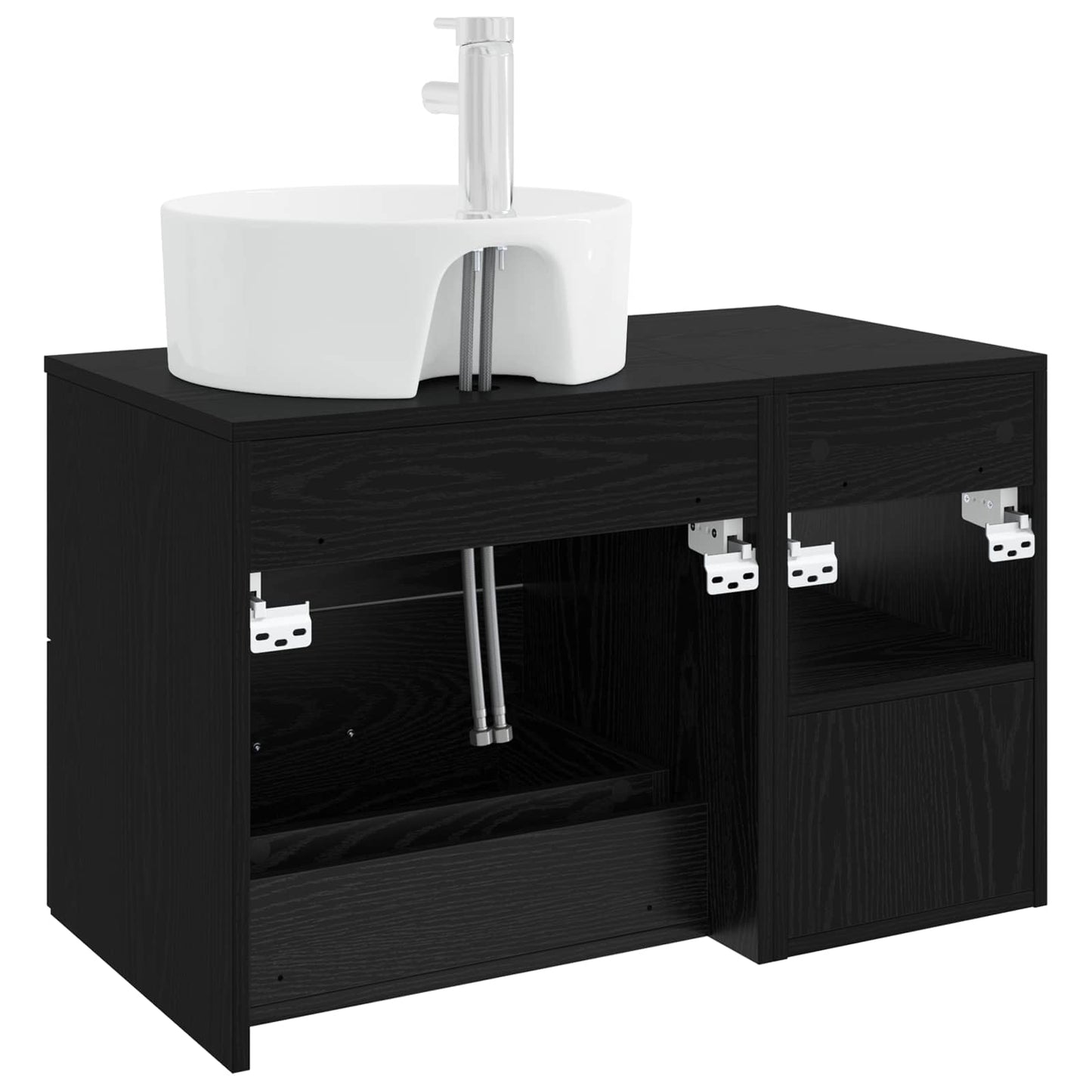 Badezimmermöbel-Set 2 stk. Schwarze Eiche Holzwerkstoff