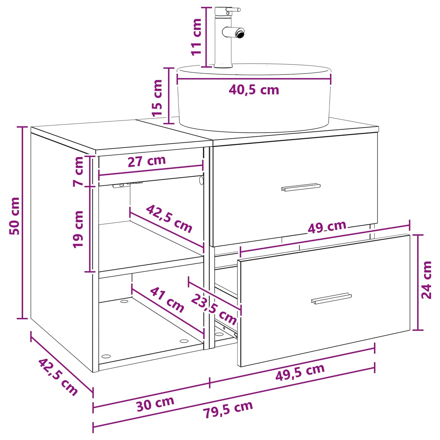 Badezimmermöbel-Set 2 stk. Schwarze Eiche Holzwerkstoff